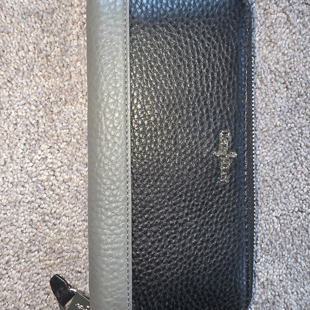 Women's Black and Gray Leather Wallet